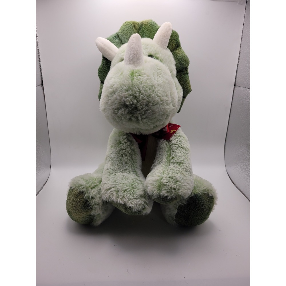 Inter-American Products Triceratops Plush Unisex 12in Green Heart Bow